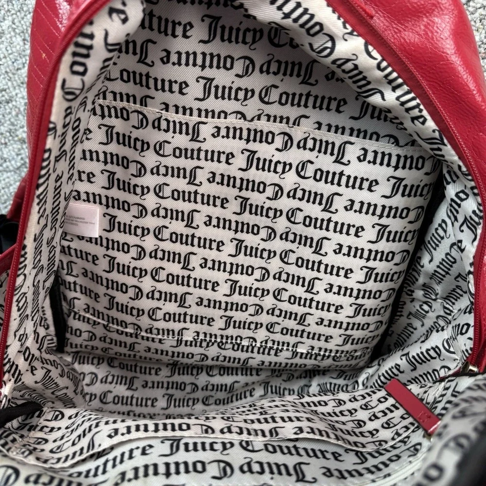Juicy Couture Mini Backpack Logo Bag Faux Leather Cherry Red